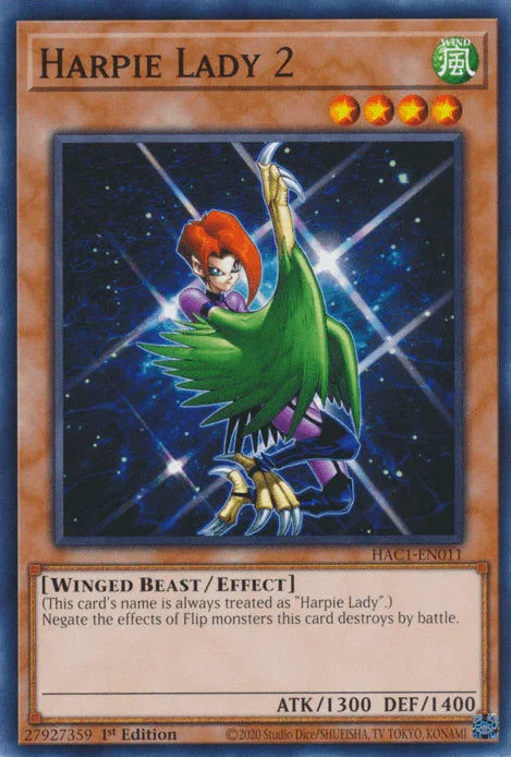 1st Edition, Common, Effect Monster, Hidden Arsenal: Chapter 1, Wind, Winged Beast Harpie Lady 2 [HAC1-EN011] Common - Trading Card World