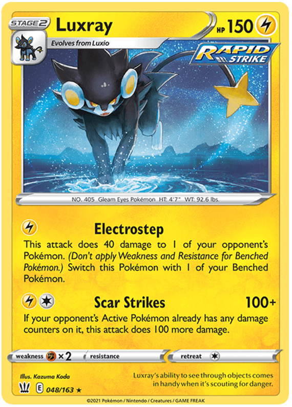 048, Fighting[×2], Holo Rare, Holofoil, Lightning, Reverse Holofoil, Sword & Shield: Battle Styles Luxray (048/163) [Sword & Shield: Battle Styles] - Trading Card World