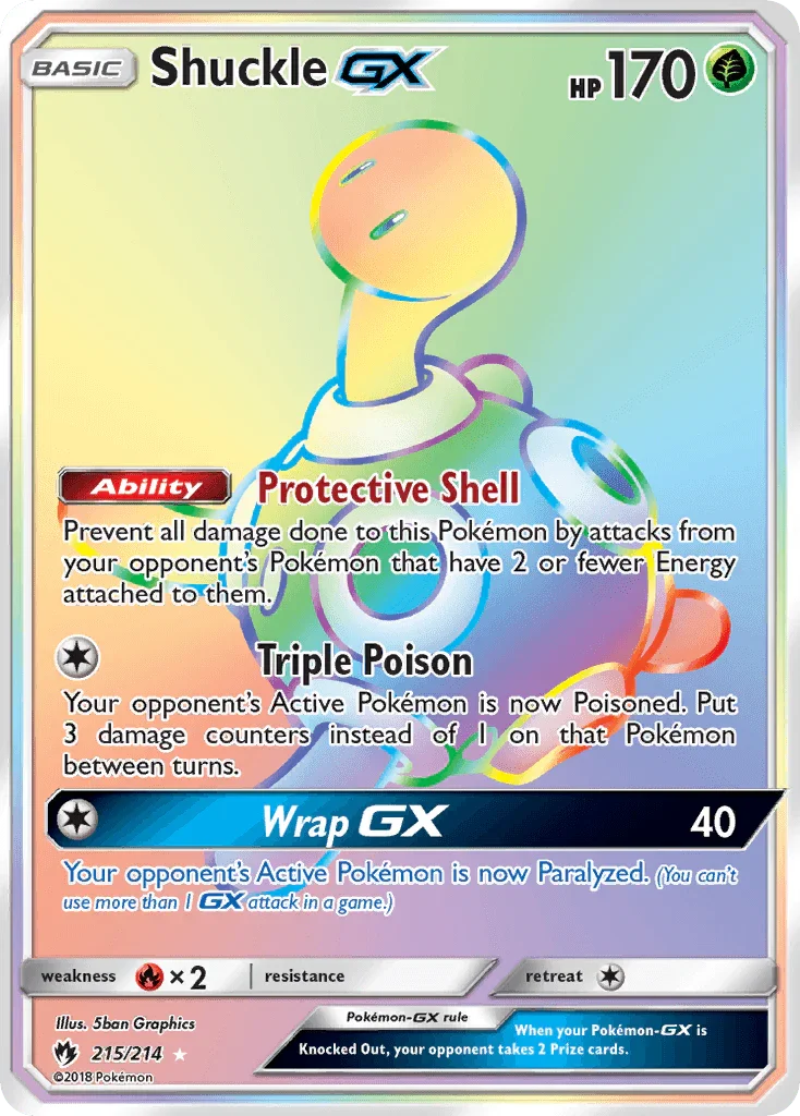 215, Fire[×2], Grass, Holofoil, Secret Rare, Sun & Moon: Lost Thunder Shuckle GX (215/214) [Sun & Moon: Lost Thunder] - Trading Card World