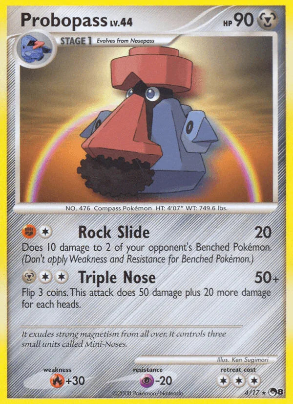 Fire[+30], Holofoil, Metal, Normal, POP Series 8, Psychic[-20], Rare Probopass (4/17) [POP Series 8] - Trading Card World