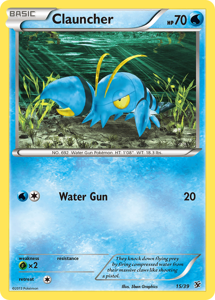 15, Common, Grass[×2], Normal, Water, XY: Kalos Starter Set Clauncher (15/39) [XY: Kalos Starter Set] - Trading Card World