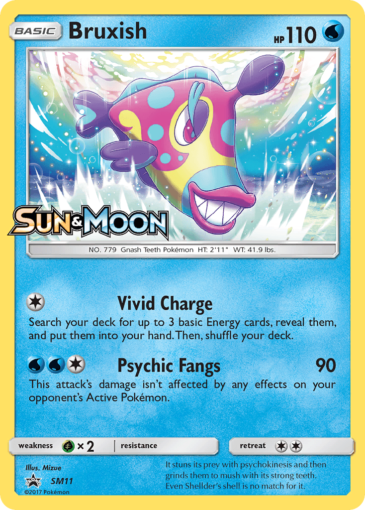 Black Star Promo, Grass[×2], Holofoil, SM11, Sun & Moon: Black Star Promos, Water Bruxish (SM11) [Sun & Moon: Black Star Promos] - Trading Card World
