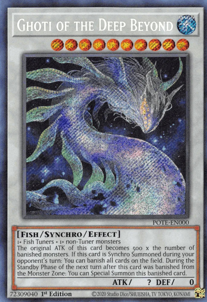 1st Edition, Fish, Power of the Elements, Secret Rare, Synchro/Effect Monster, Unlimited, Water Ghoti of the Deep Beyond [POTE-EN000] Secret Rare - Trading Card World
