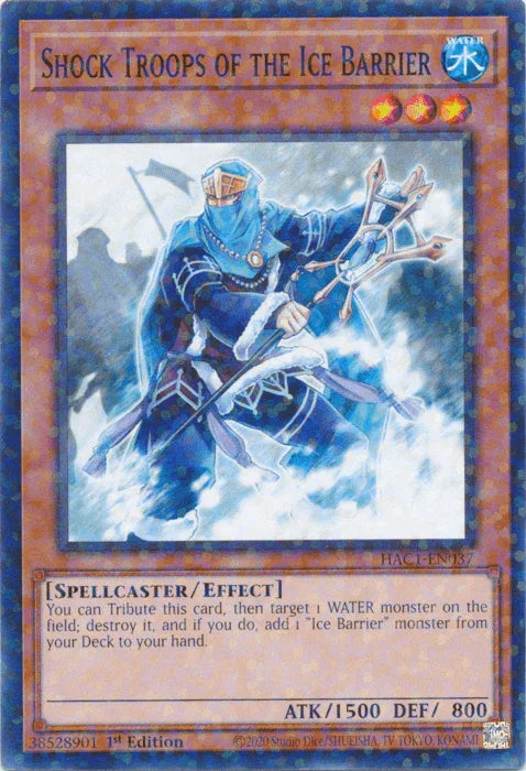 1st Edition, Common, Effect Monster, Hidden Arsenal: Chapter 1, Spellcaster, Water Shock Troops of the Ice Barrier (Duel Terminal) [HAC1-EN037] Common - Trading Card World