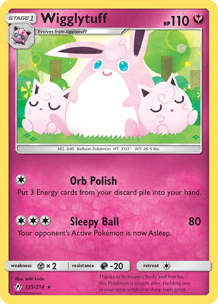 135, Darkness[-20], Fairy, Metal[×2], Normal, Rare, Reverse Holofoil, Sun & Moon: Unbroken Bonds Wigglytuff (135/214) [Sun & Moon: Unbroken Bonds] - Trading Card World