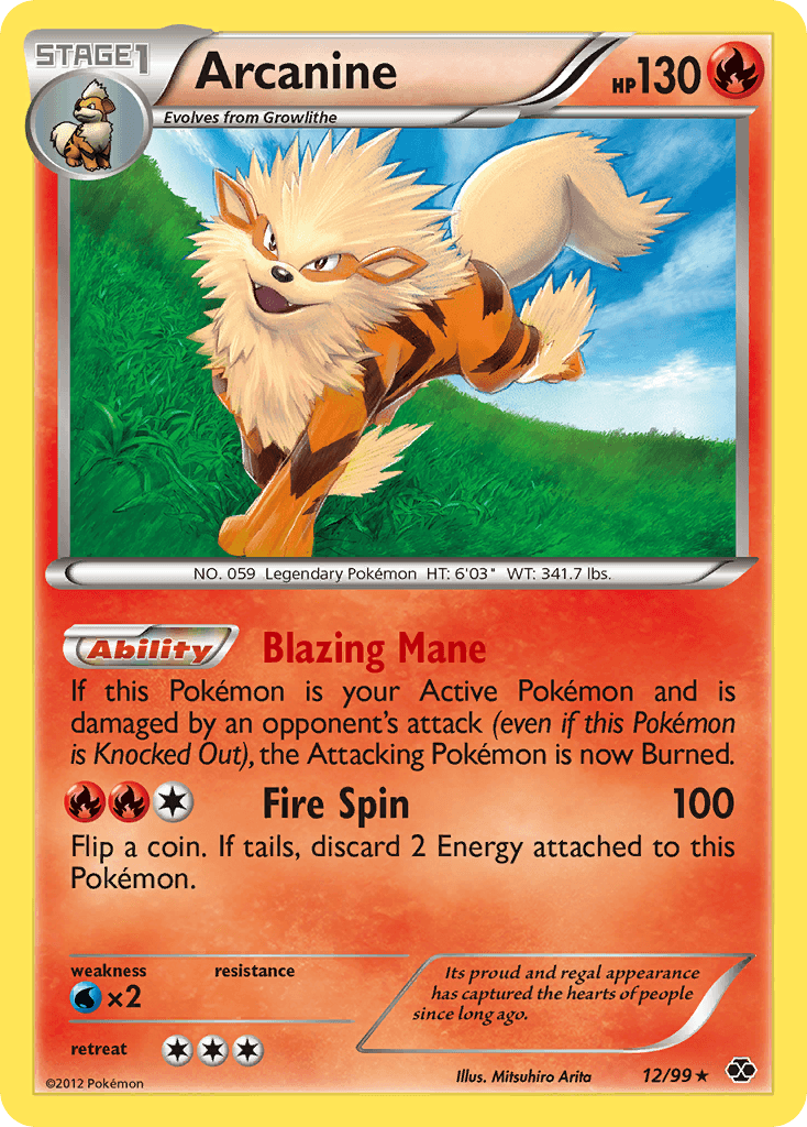 12, Black & White: Next Destinies, Fire, Normal, Rare, Reverse Holofoil, Water[×2] Arcanine (12/99) [Black & White: Next Destinies] - Trading Card World