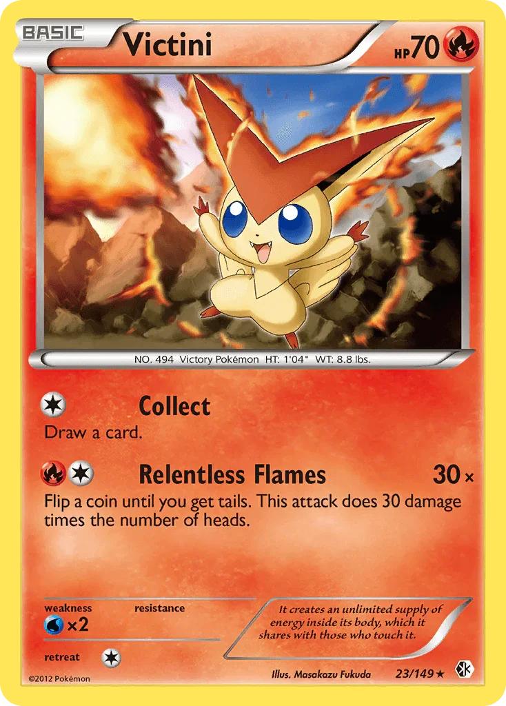 23, Black & White: Boundaries Crossed, Fire, Normal, Rare, Reverse Holofoil, Water[×2] Victini (23/149) [Black & White: Boundaries Crossed] - Trading Card World