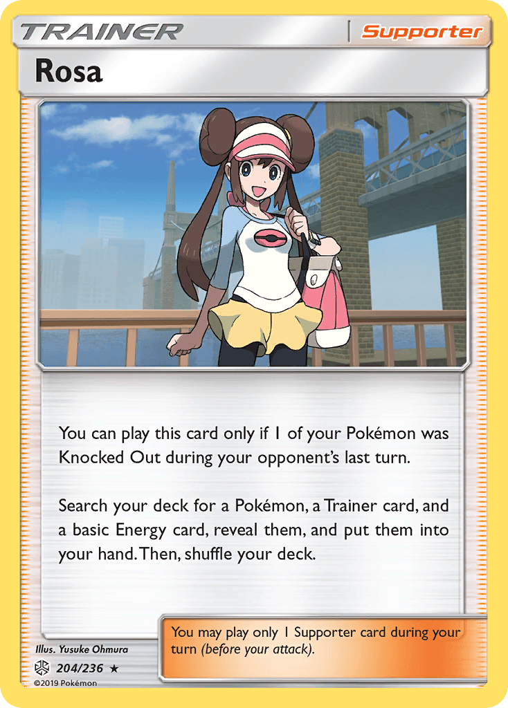 204, Holo Rare, Holofoil, Reverse Holofoil, Sun & Moon: Cosmic Eclipse, Supporter Rosa (204/236) [Sun & Moon: Cosmic Eclipse] - Trading Card World