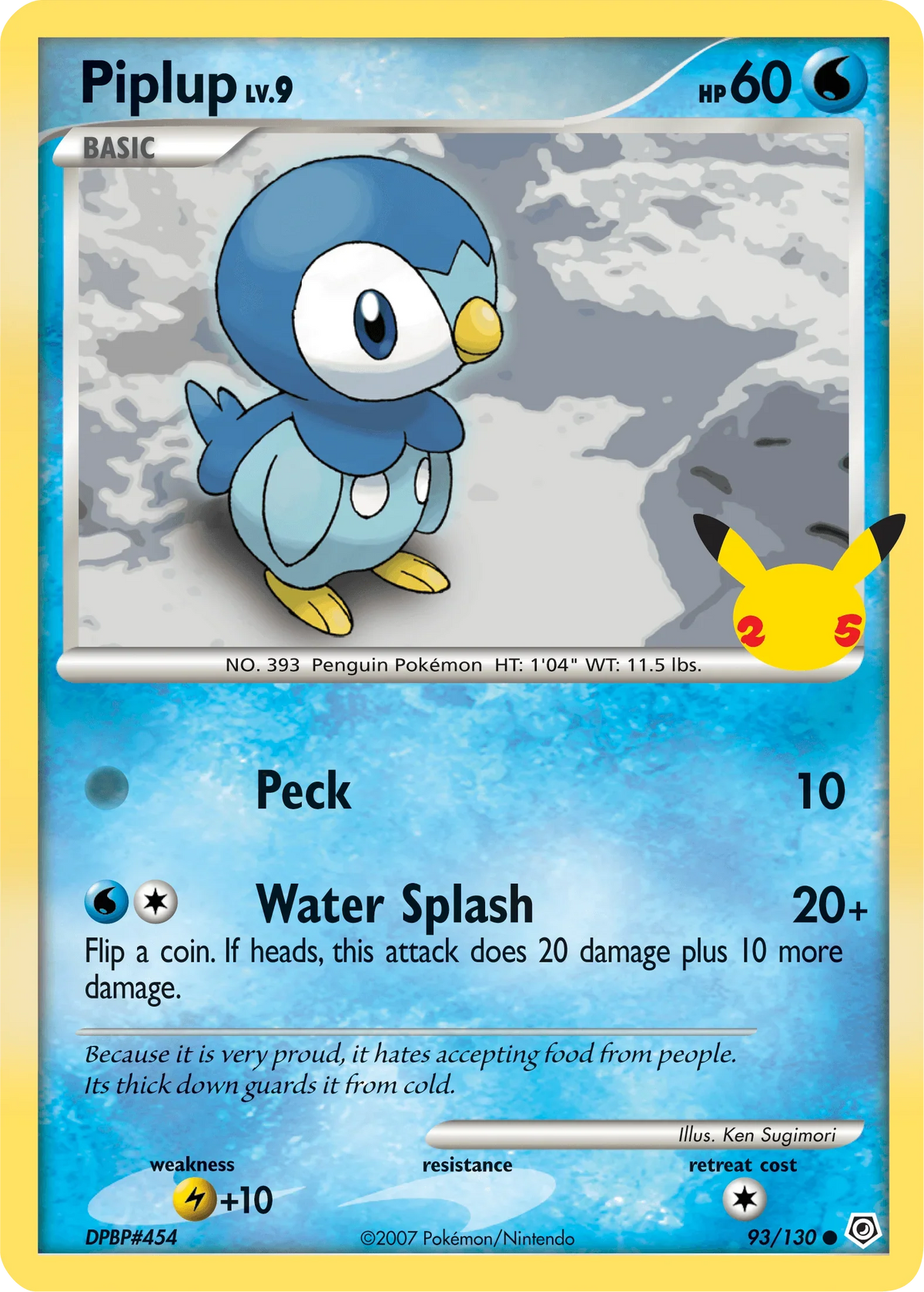 93, First Partner Pack, Lightning [+10], Normal, Promo, Water Piplup (93/130) [First Partner Pack] - Trading Card World