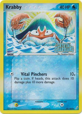 54, Common, EX: Crystal Guardians, Lightning[×2], Reverse Holofoil, Water Krabby (54/100) (Stamped) [EX: Crystal Guardians] - Trading Card World