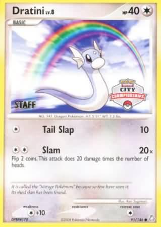 91, Colorless, Colorless[+10], Diamond & Pearl: Legends Awakened, Normal, Promo Dratini (91/146) (City Championship Promo Staff) [Diamond & Pearl: Legends Awakened] - Trading Card World