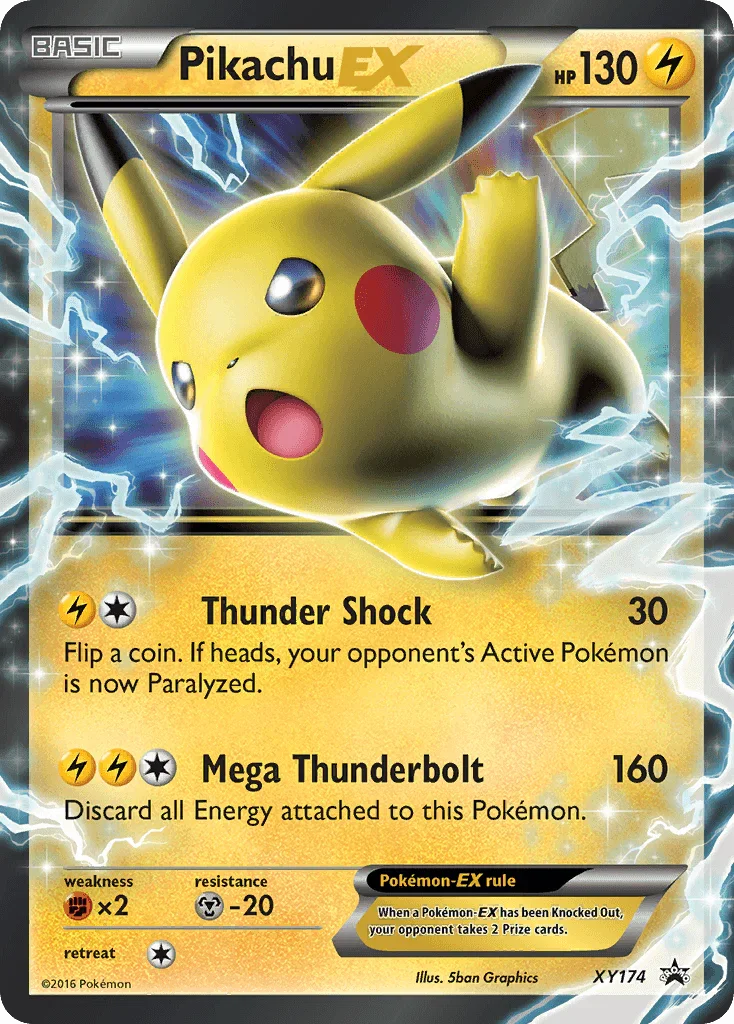 Fighting [x2], Holofoil, Lightning, Metal [-20], Promo, XY174, XY: Black Star Promos Pikachu EX (XY174) [XY: Black Star Promos] - Trading Card World