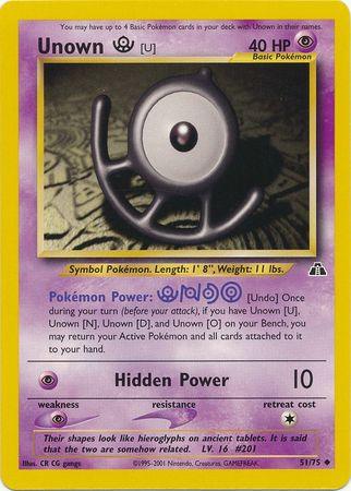 51, Neo Discovery Unlimited, Normal, Psychic, Psychic[×2], Uncommon Unown [U] (51/75) [Neo Discovery Unlimited] - Trading Card World