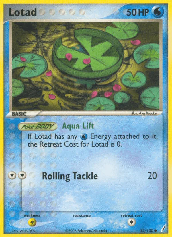 55, Common, EX: Crystal Guardians, Lightning[×2], Normal, Water Lotad (55/100) [EX: Crystal Guardians] - Trading Card World