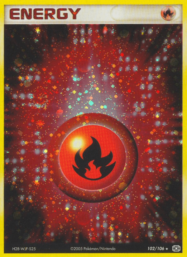 102, Basic Energy, EX: Emerald, Holo Rare, Holofoil Fire Energy (102/106) [EX: Emerald] - Trading Card World