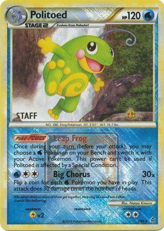 HeartGold & SoulSilver: Unleashed, Lightning[×2], Promo, Reverse Holofoil, Water Politoed (7/95) (League Promo Staff) [HeartGold & SoulSilver: Unleashed] - Trading Card World