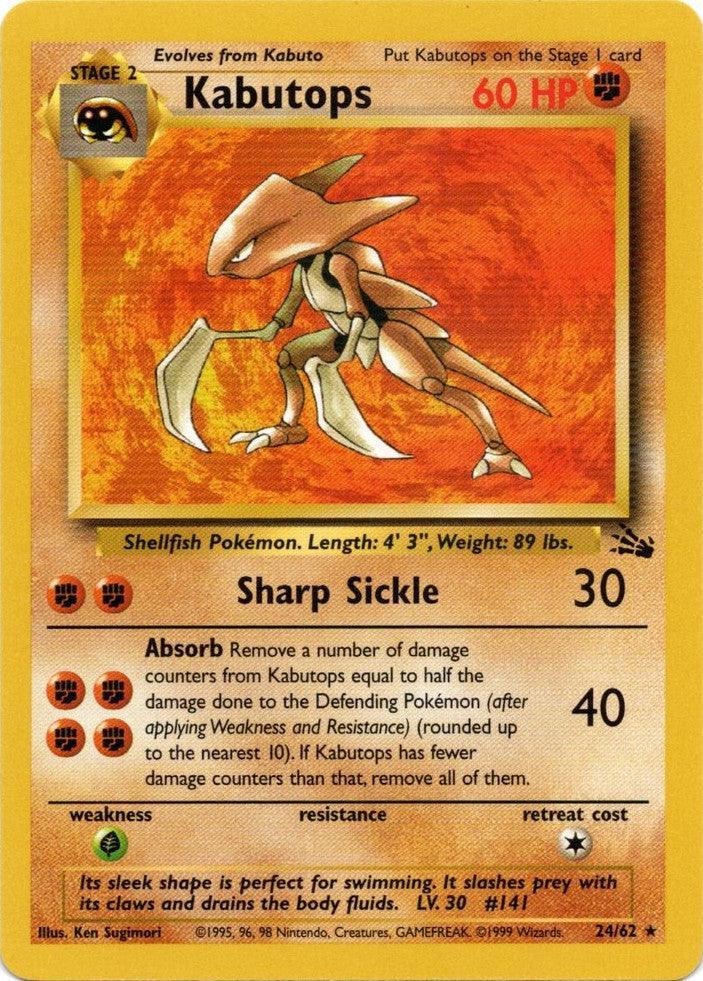 24, Fighting, Fossil Unlimited, Grass[×2], Normal, Rare Kabutops (24/62) [Fossil Unlimited] - Trading Card World