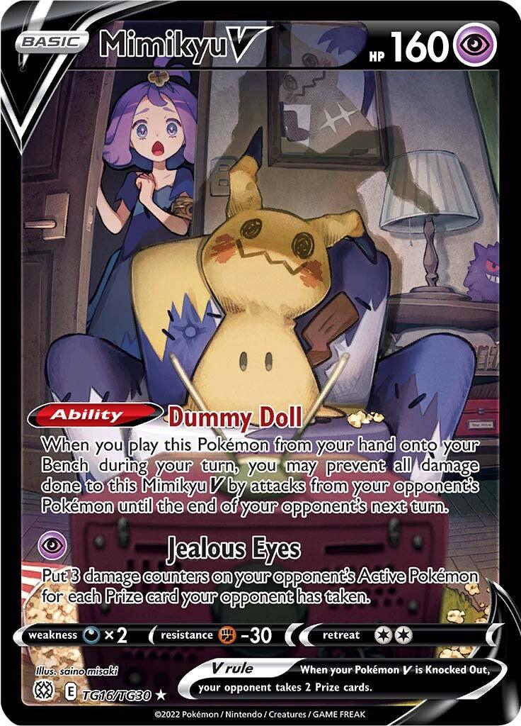 Darkness [x2], Fighting [-30], Holofoil, Psychic, Secret Rare, Sword & Shield: Brilliant Stars, TG16 Mimikyu V (TG16/TG30) [Sword & Shield: Brilliant Stars] - Trading Card World