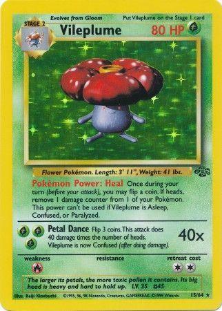 15, Fire[×2], Grass, Holo Rare, Holofoil, Jungle Unlimited Vileplume (15/64) [Jungle Unlimited] - Trading Card World