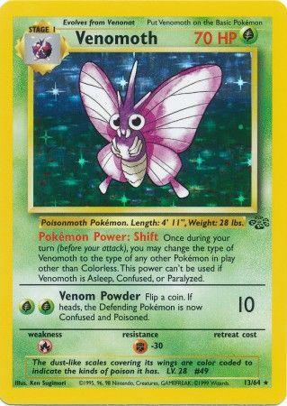 13, Fighting[-30], Fire[×2], Grass, Holo Rare, Holofoil, Jungle Unlimited Venomoth (13/64) [Jungle Unlimited] - Trading Card World