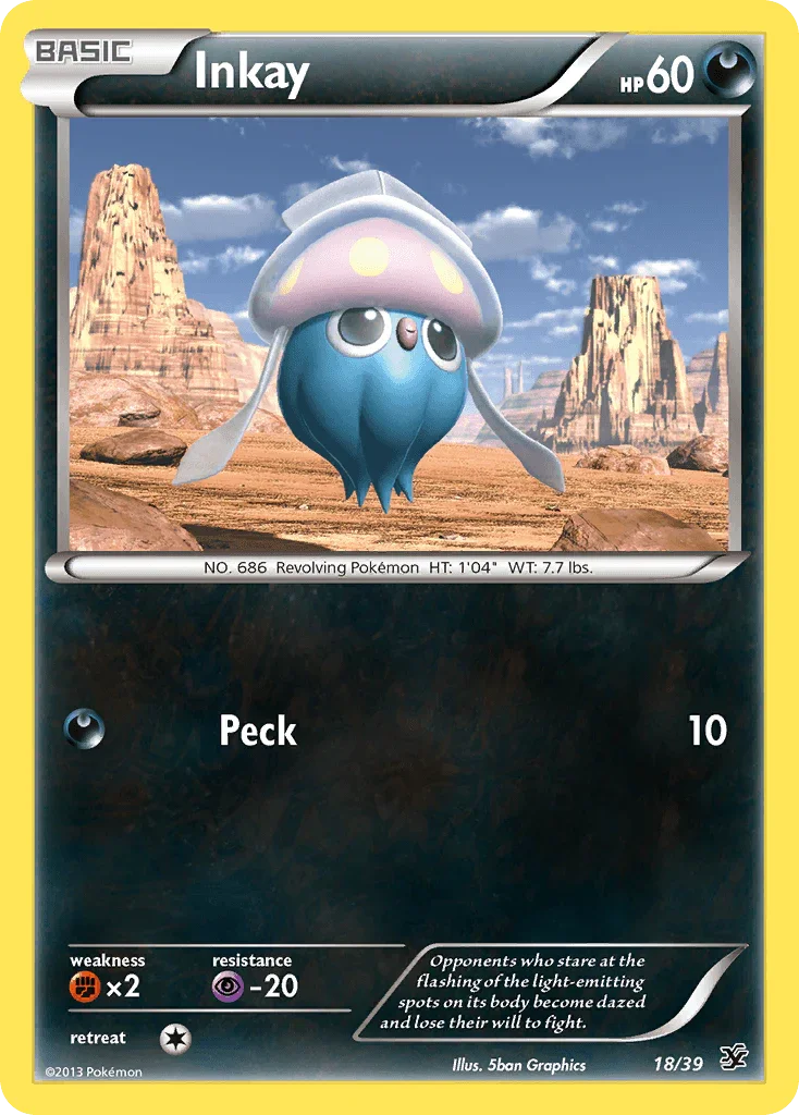 18, Common, Darkness, Fighting[×2], Normal, Psychic[-20], XY: Kalos Starter Set Inkay (18/39) [XY: Kalos Starter Set] - Trading Card World