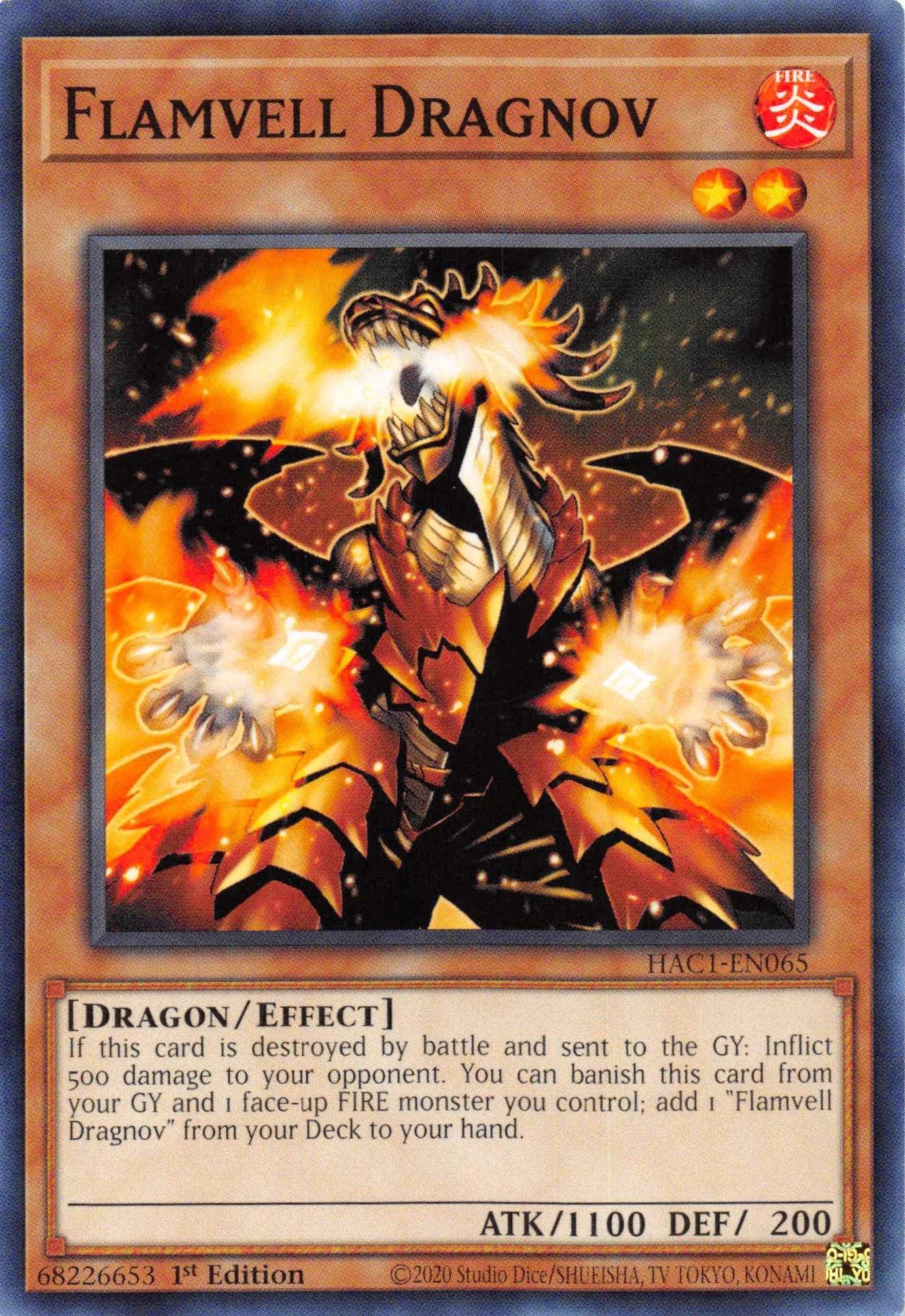 1st Edition, Common, Dragon, Effect Monster, Fire, Hidden Arsenal: Chapter 1 Flamvell Dragnov [HAC1-EN065] Common - Trading Card World