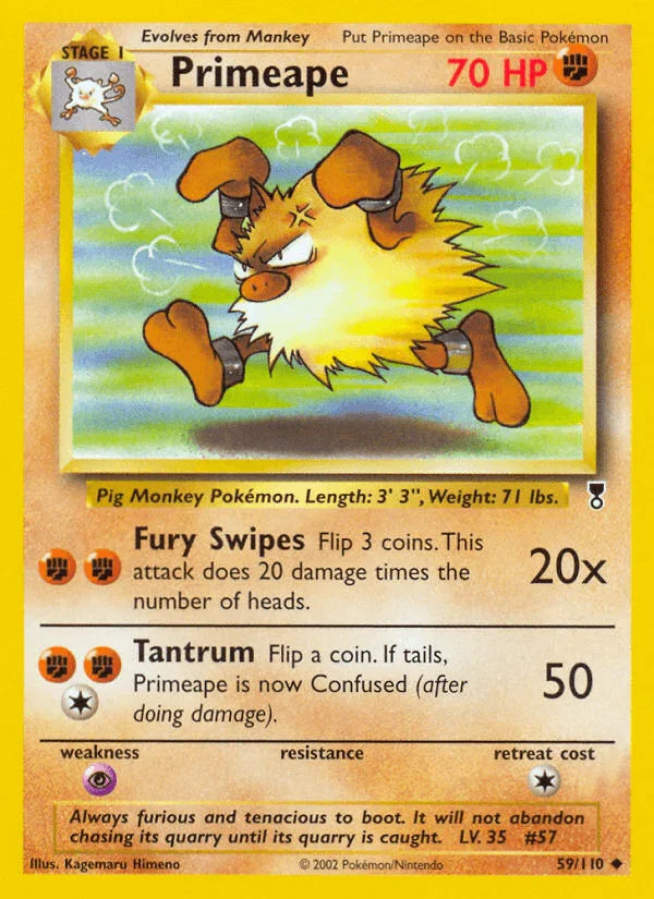 59, Fighting, Legendary Collection, Normal, Psychic[×2], Reverse Holofoil, Uncommon Primeape (59/110) [Legendary Collection] - Trading Card World