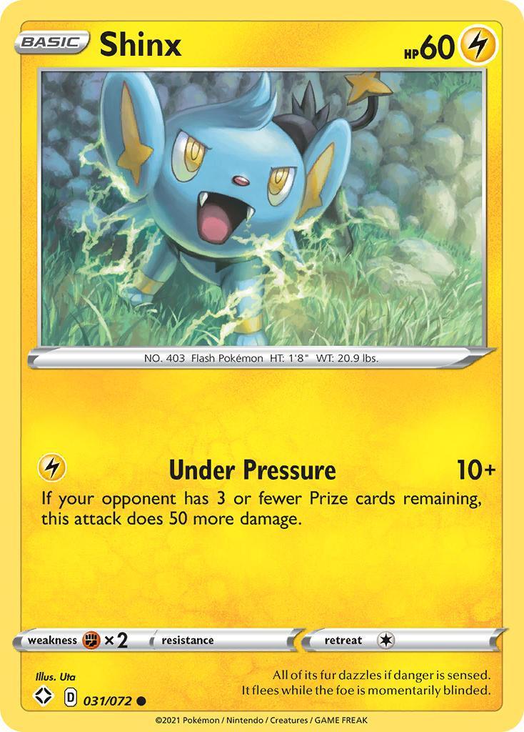 031, Common, Fighting[×2], Lightning, Normal, Reverse Holofoil, Sword & Shield: Shining Fates Shinx (031/072) [Sword & Shield: Shining Fates] - Trading Card World