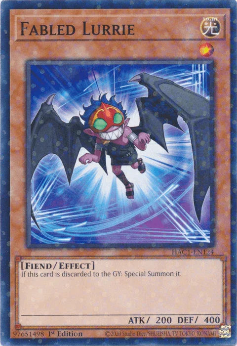 1st Edition, Common, Effect Monster, Fiend, Hidden Arsenal: Chapter 1, Light Fabled Lurrie (Duel Terminal) [HAC1-EN124] Common - Trading Card World