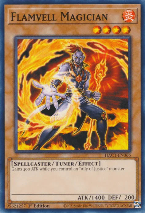 1st Edition, Common, Fire, Hidden Arsenal: Chapter 1, Spellcaster, Tuner/Effect Monster Flamvell Magician [HAC1-EN066] Common - Trading Card World