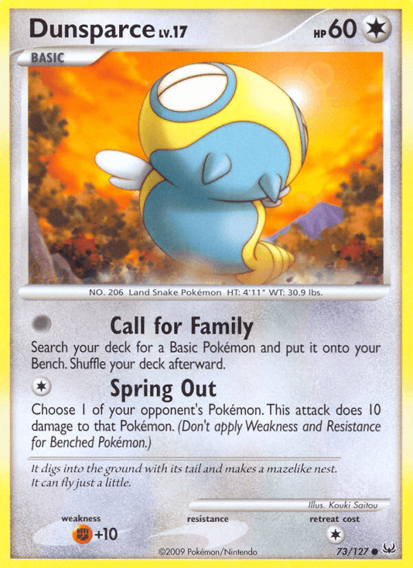 73, Colorless, Common, Fighting[+10], Normal, Platinum: Base Set, Reverse Holofoil Dunsparce (73/127) [Platinum: Base Set] - Trading Card World