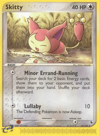 44, Colorless, EX: Ruby & Sapphire, Fighting[×2], Normal, Reverse Holofoil, Uncommon Skitty (44/109) [EX: Ruby & Sapphire] - Trading Card World