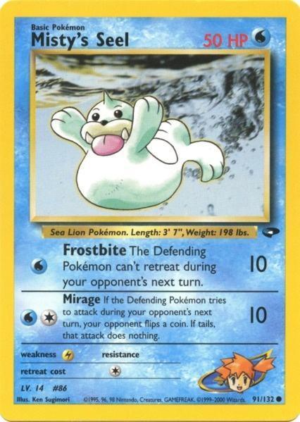 91, Common, Gym Challenge Unlimited, Lightning[×2], Normal, Water Misty's Seel (91/132) [Gym Challenge Unlimited] - Trading Card World