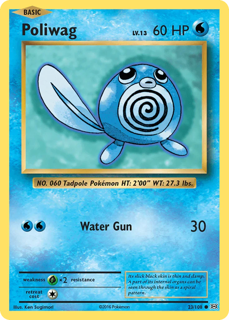 23, Common, Grass[×2], Normal, Reverse Holofoil, Water, XY: Evolutions Poliwag (23/108) [XY: Evolutions] - Trading Card World