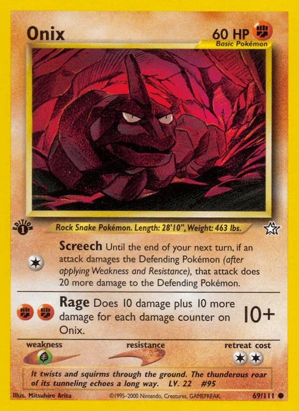 1st Edition Normal, 69, Common, Fighting, Grass[×2], Neo Genesis 1st Edition Onix (69/111) [Neo Genesis 1st Edition] - Trading Card World