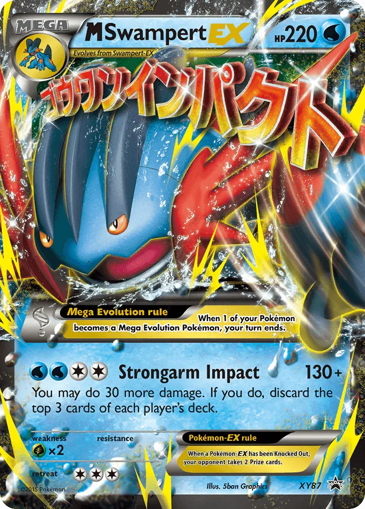 Grass[×2], Holofoil, Promo, Water, XY87, XY: Black Star Promos M Swampert EX (XY87) [XY: Black Star Promos] - Trading Card World