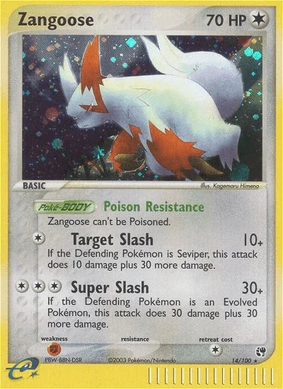 14, Colorless, EX: Sandstorm, Fighting[×2], Holo Rare, Holofoil, Reverse Holofoil Zangoose (14/100) [EX: Sandstorm] - Trading Card World