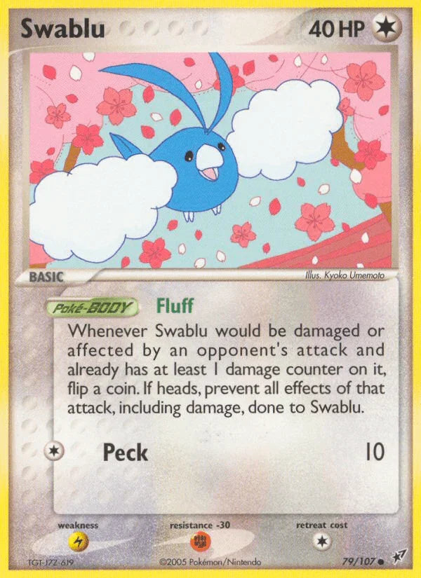 79, Colorless, Common, EX: Deoxys, Fighting[-30], Lightning[×2], Normal Swablu (79/107) [EX: Deoxys] - Trading Card World
