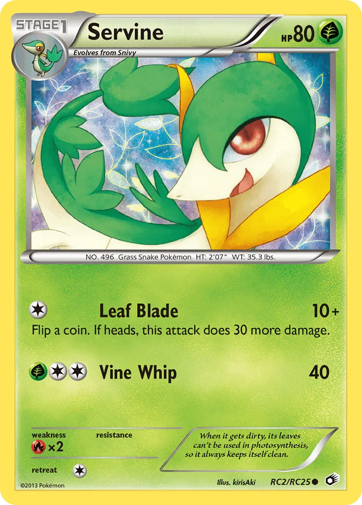 Black & White: Legendary Treasures, Common, Fire[×2], Grass, Holofoil, RC2 Servine (RC2/RC25) [Black & White: Legendary Treasures] - Trading Card World