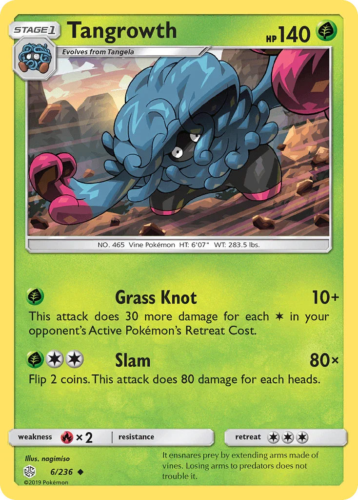 Fire[×2], Grass, Normal, Reverse Holofoil, Sun & Moon: Cosmic Eclipse, Uncommon Tangrowth (6/236) [Sun & Moon: Cosmic Eclipse] - Trading Card World