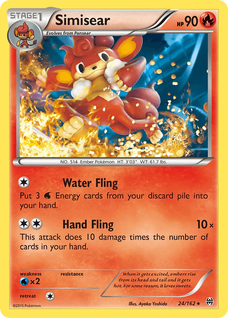 24, Fire, Normal, Rare, Reverse Holofoil, Water[×2], XY: BREAKthrough Simisear (24/162) [XY: BREAKthrough] - Trading Card World