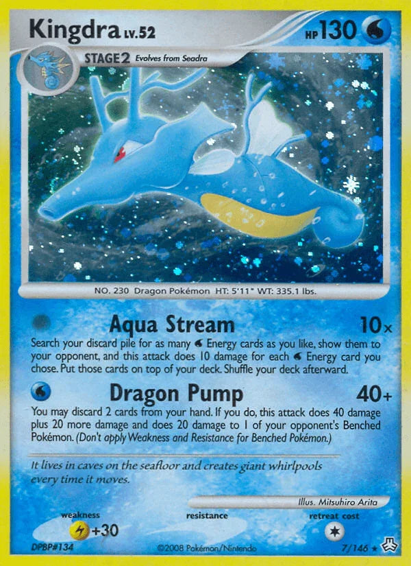 Diamond & Pearl: Legends Awakened, Holo Rare, Holofoil, Lightning[+30], Reverse Holofoil, Water Kingdra (7/146) [Diamond & Pearl: Legends Awakened] - Trading Card World