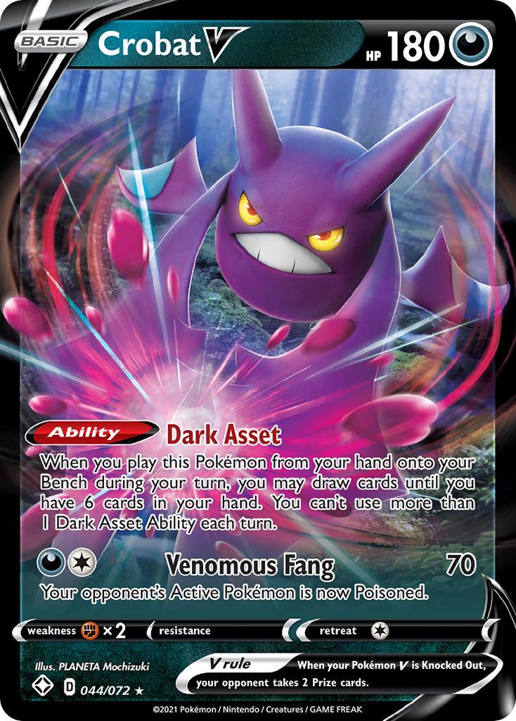 044, Darkness, Fighting[×2], Holofoil, Sword & Shield: Shining Fates, Ultra Rare Crobat V (044/072) [Sword & Shield: Shining Fates] - Trading Card World