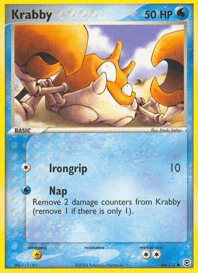 66, Common, EX: FireRed & LeafGreen, Lightning[×2], Normal, Reverse Holofoil, Water Krabby (66/112) [EX: FireRed & LeafGreen] - Trading Card World