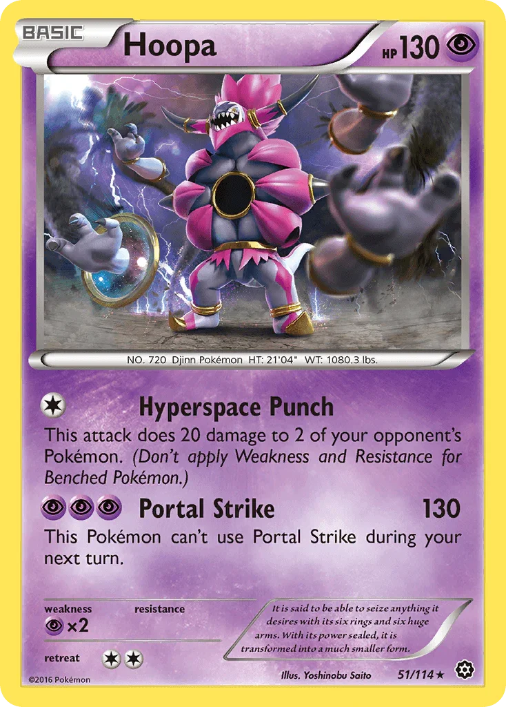 51, Normal, Psychic, Psychic[×2], Rare, Reverse Holofoil, XY: Steam Siege Hoopa (51/114) [XY: Steam Siege] - Trading Card World