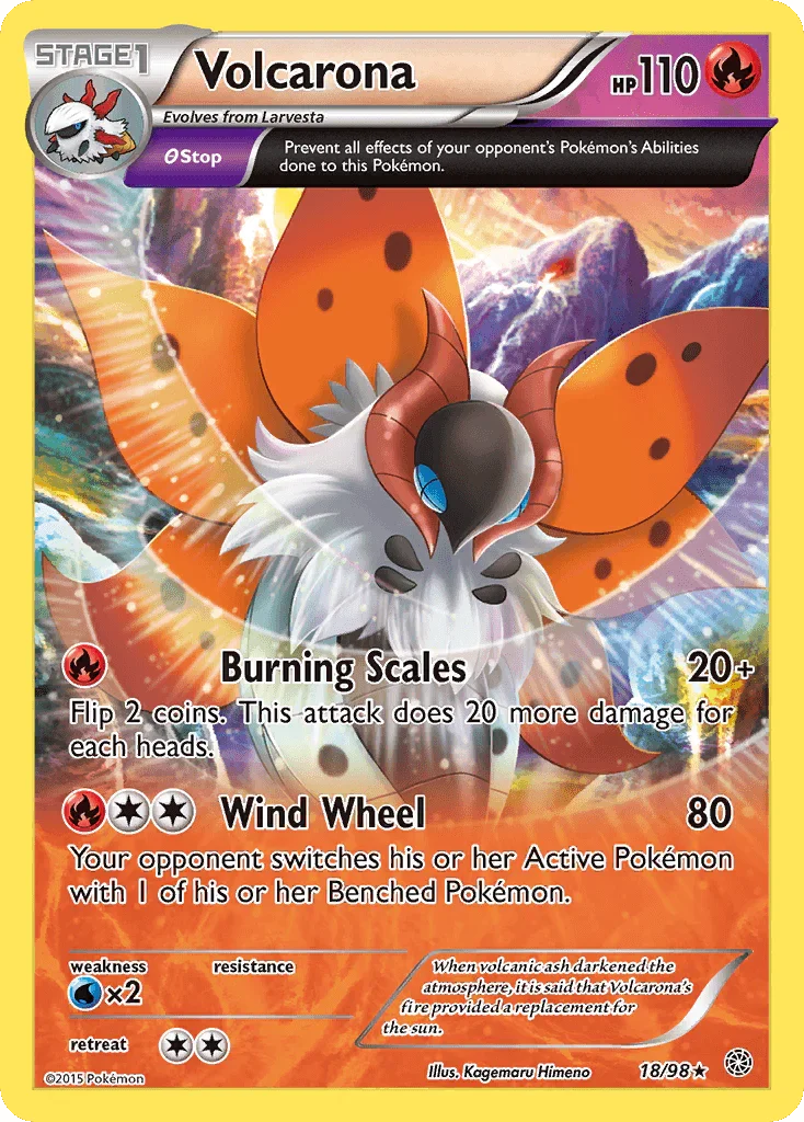18, Fire, Normal, Rare, Reverse Holofoil, Water[×2], XY: Ancient Origins Volcarona (18/98) [XY: Ancient Origins] - Trading Card World