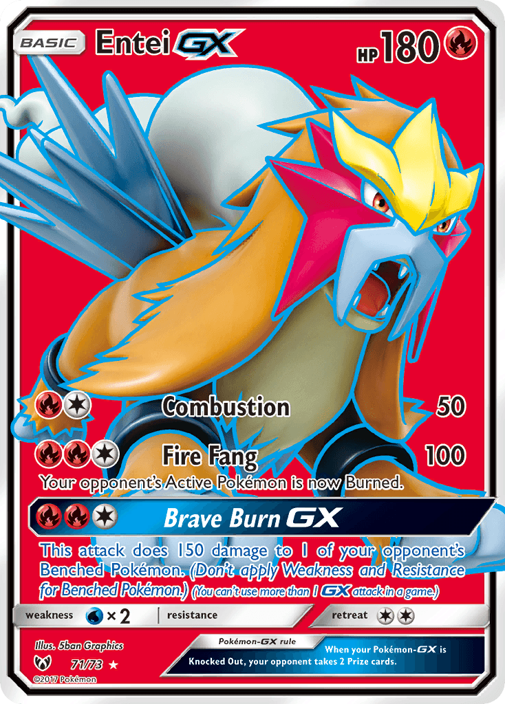 71, Fire, Holofoil, Sun & Moon: Shining Legends, Ultra Rare, Water[×2] Entei GX (71/73) [Sun & Moon: Shining Legends] - Trading Card World