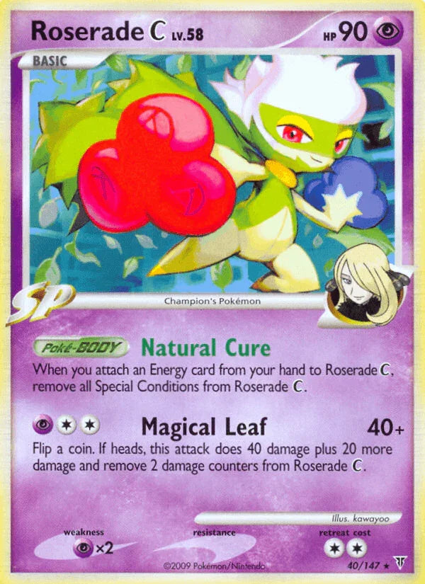 40, Normal, Platinum: Supreme Victors, Psychic, Psychic[×2], Rare, Reverse Holofoil Roserade C (40/147) [Platinum: Supreme Victors] - Trading Card World