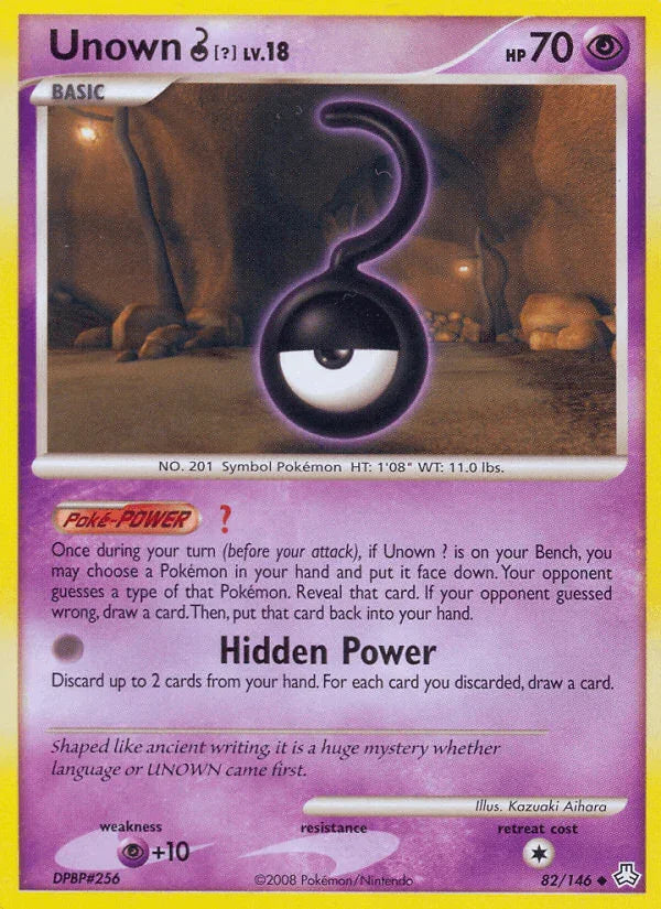 82, Diamond & Pearl: Legends Awakened, Normal, Psychic, Psychic[+10], Reverse Holofoil, Uncommon Unown ? (82/146) [Diamond & Pearl: Legends Awakened] - Trading Card World