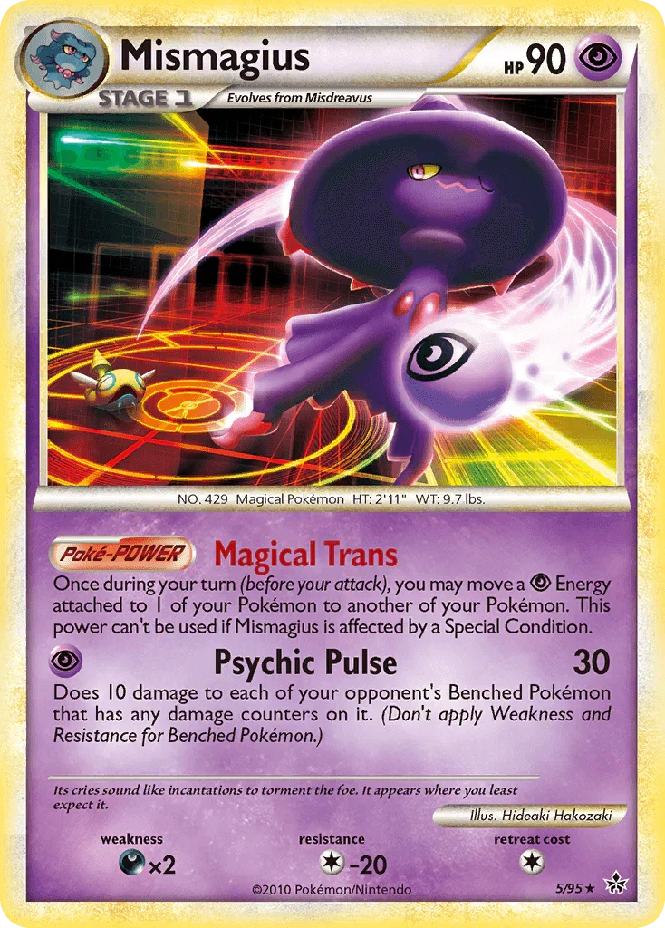 Colorless[-20], Darkness[×2], HeartGold & SoulSilver: Unleashed, Holo Rare, Holofoil, Psychic, Reverse Holofoil Mismagius (5/95) [HeartGold & SoulSilver: Unleashed] - Trading Card World